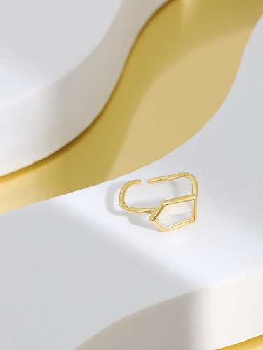 925 Sterling Silver Glass Stone Geometric Vintage Band Ring
