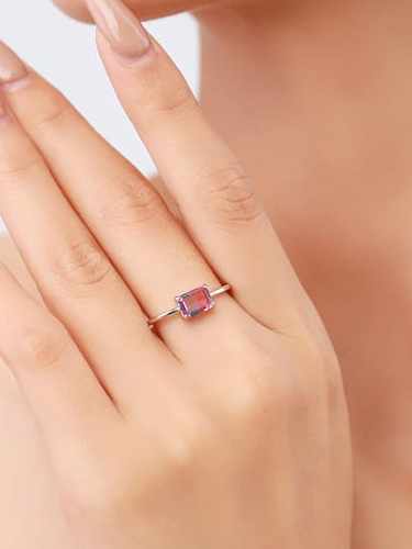 925 Sterling Silver Tourmaline Rectangle Classic Band Ring