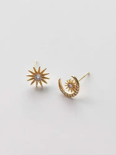 925 Sterling Silver Cubic Zirconia Star Minimalist Stud Earring