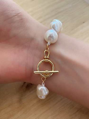 Pulsera de cuentas minimalistas redondas de perlas de agua dulce de plata esterlina 925