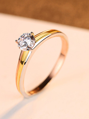 Sterling silver 3A zircon two-tone gold ring
