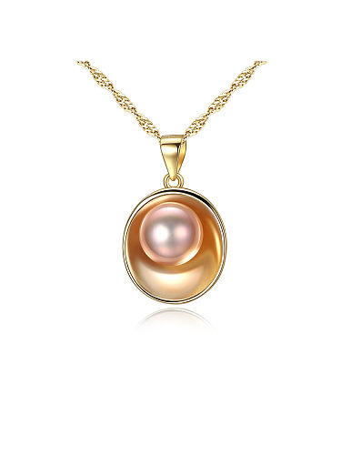 925 Sterling Silver With Artificial Pearl Simplistic Oval Necklaces