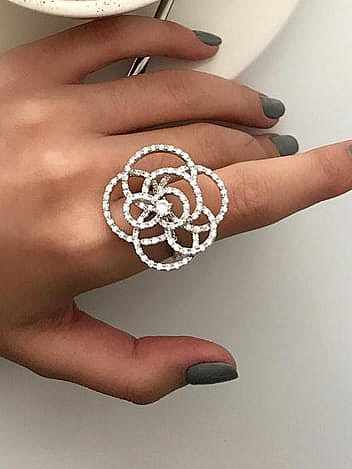 925 Sterling Silber Strass hohle Blume minimalistischer Midi-Ring