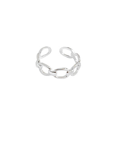 Anéis de prata esterlina 925 com folheado a platina geométrico simplista tamanho livre