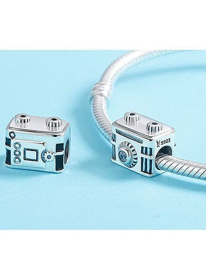 925 silver retro camera charms