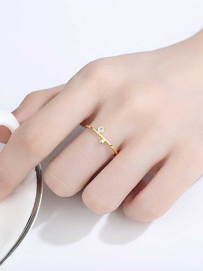925 Sterling Silver Rhinestone Geometric Minimalist Band Ring
