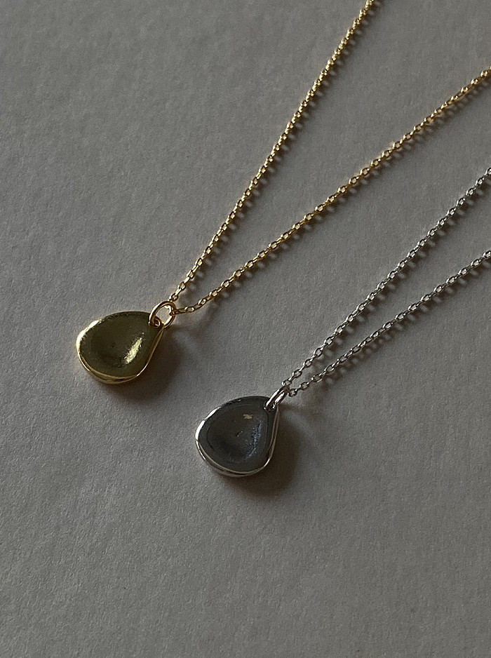 925 Sterling Silver With Gold Plated Simplistic Oval Necklaces