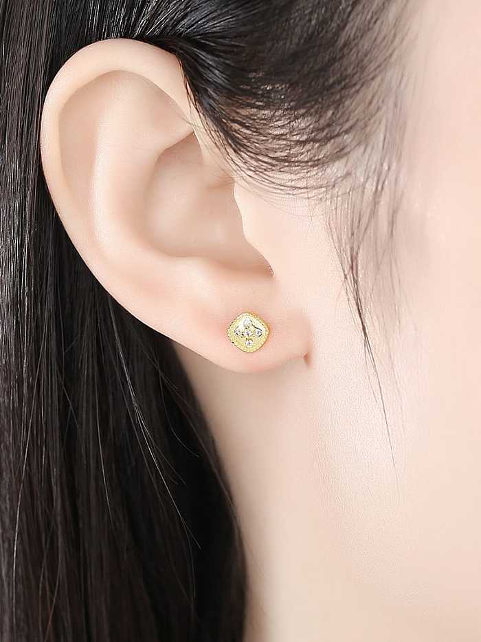 925 Sterling Silver Rhinestone Geometric Dainty Stud Earring