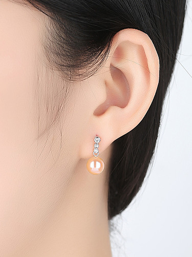 925 Sterling Silver With Platinum Plated Fashion Round Drop Earrings