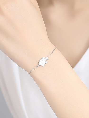 Bracelet lien minimaliste éléphant en argent sterling 925
