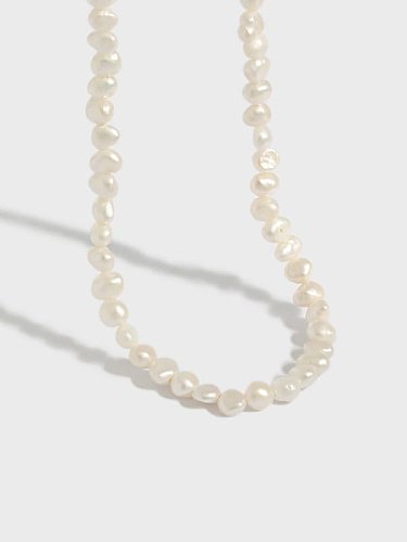 Runde minimalistische Halskette aus 925er Sterlingsilber mit Süßwasserperlen