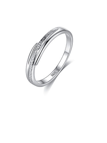 Anéis de banda de prata esterlina 925 com banhado a platina linha simplista