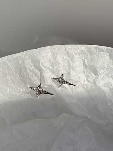 Brinco de prata esterlina 925 estrela cúbica de zircônia delicada