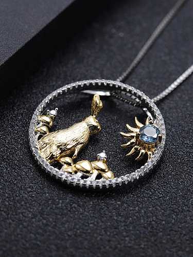 925 Sterling Silver Natural Stone Animal Luxury Necklace
