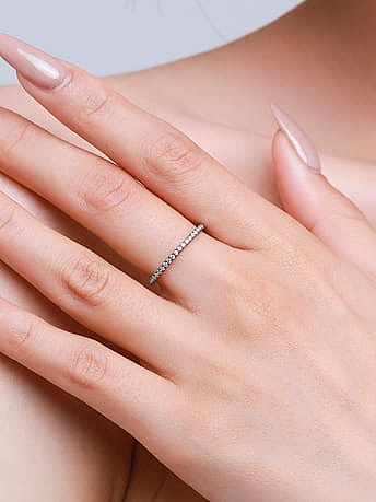 925 Sterling Silver Rhinestone Round Minimalist Band Ring