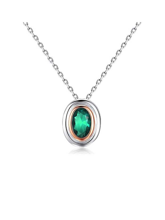 Collier pendentif carré simple vert émeraude en argent sterling 925