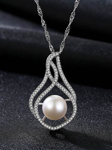 925 Sterling Silber Mode unregelmäßige Perlen-Süßwasser-Perlen-Halskette