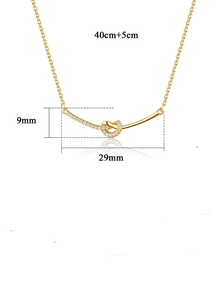 Geometrische minimalistische Halskette aus 925er Sterlingsilber mit Strasssteinen