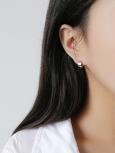925 Sterling Silver With Platinum Plated Simplistic Geometric Clip On Earrings