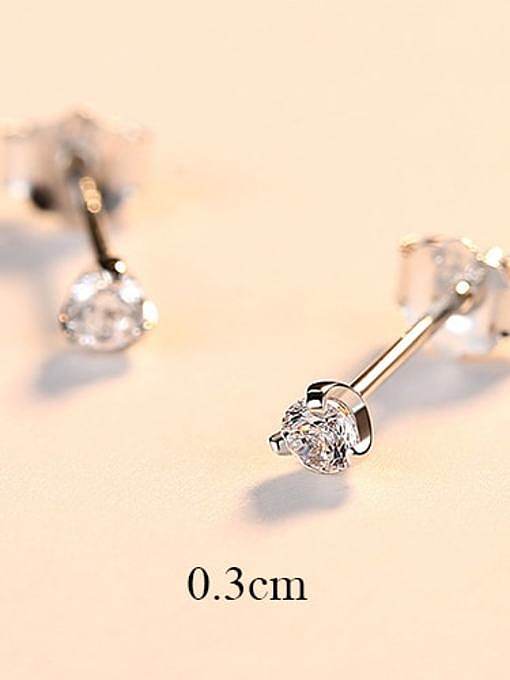 925 Sterling Silver Cubic Zirconia White Round Minimalist Stud Earring