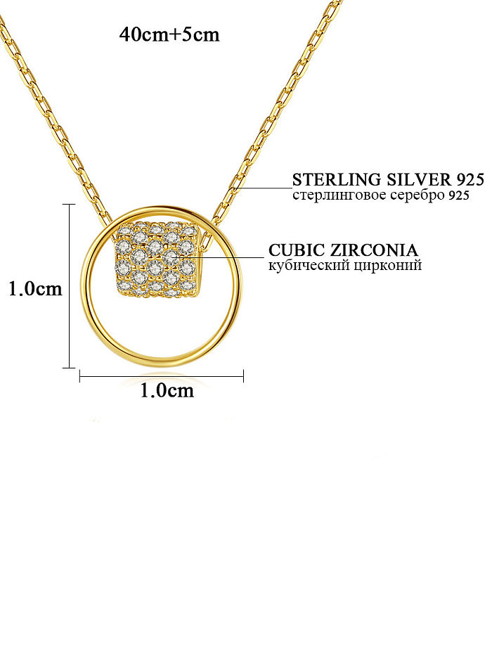 Collier minimaliste géométrique en argent sterling 925 avec strass