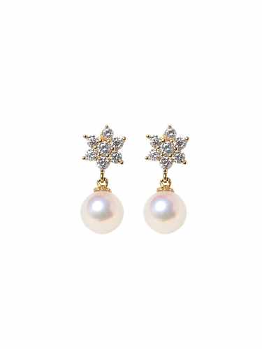 925 Sterling Silver Imitation Pearl Flower Dainty Drop Earring