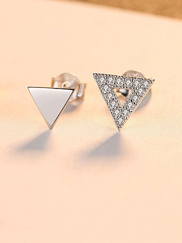 925 Sterling Silver With Simplistic Triangle Stud Earrings