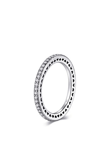 925 Sterling Silver Cubic Zirconia Round Vintage Band Ring