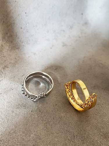 Anel de pulseira vintage de corrente irregular de prata esterlina 925