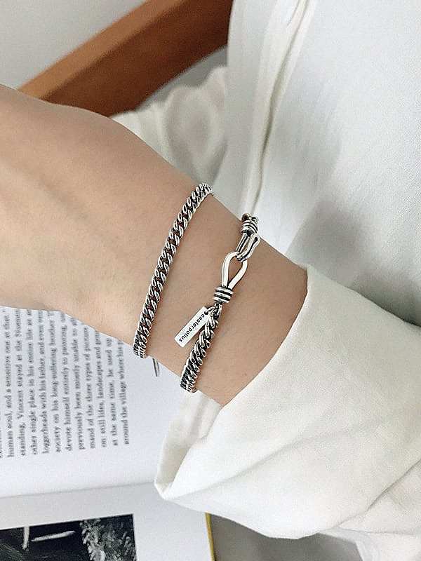 925 Sterling Silver With Antique Silver Plated Chain Lovers Bracelets