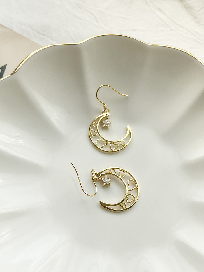 Sterling Silver minimalist moon star Earrings