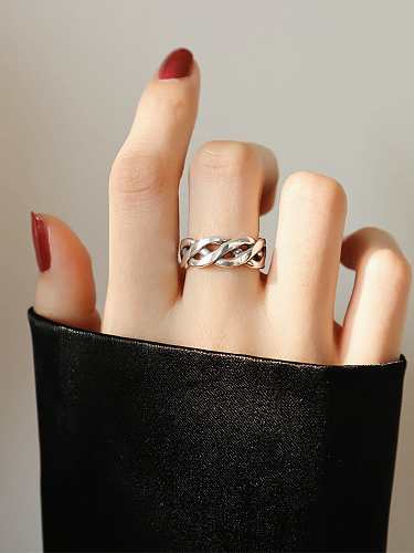 925 Sterling Silver Irregular Vintage Knot Free Size Band Ring