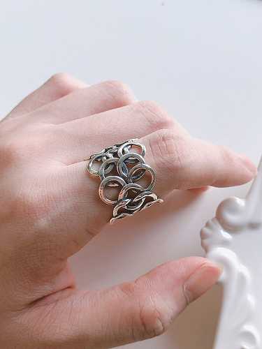 925 الفضة الاسترليني الجوف جولة خمر خاتم باند الحجم الحر