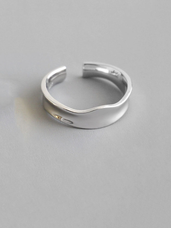 925 Sterling Silver With Sm ooth Simplistic Irregular Free Size Rings