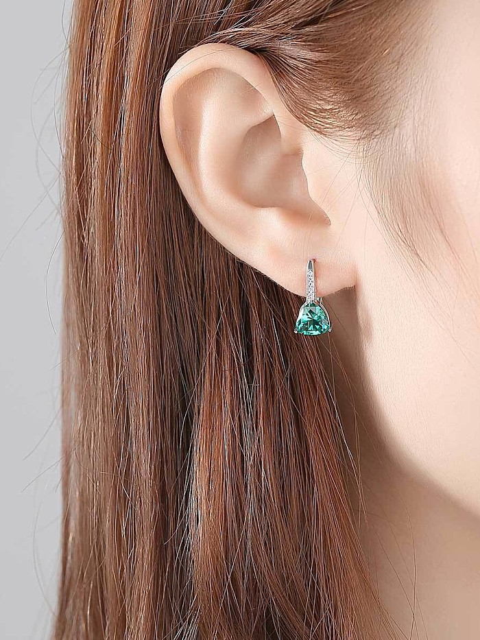 925 Sterling Silver With Silver Plated Fashion Triangle Stud Earrings