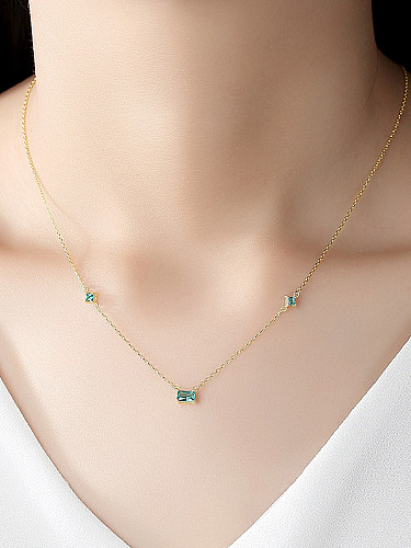 925 Sterling Silver With Gold Plated Simplistic Geometric Necklaces