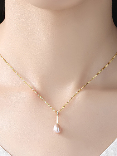Pure silver 7-8mm natural freshwater pearl with 3A Zircon Necklace