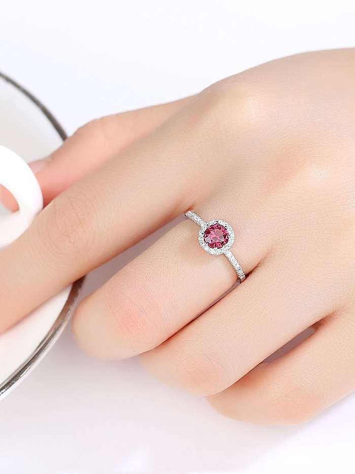 925 Sterling Silver Round Cubic Zirconia Dainty Band Ring