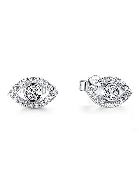 925 Sterling Silver Cubic Zirconia Evil Eye Classic Stud Earring