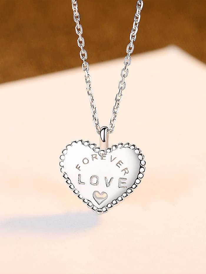 925 Sterling Silver Simple fashion heart pendant Necklace