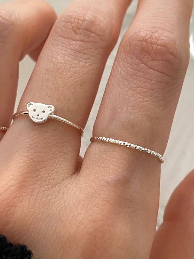 925 Sterling Silver BearCute Band Ring