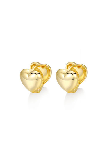 Boucles d'oreilles en argent sterling 925 avec clip en forme de cœur lisse simpliste plaqué platine