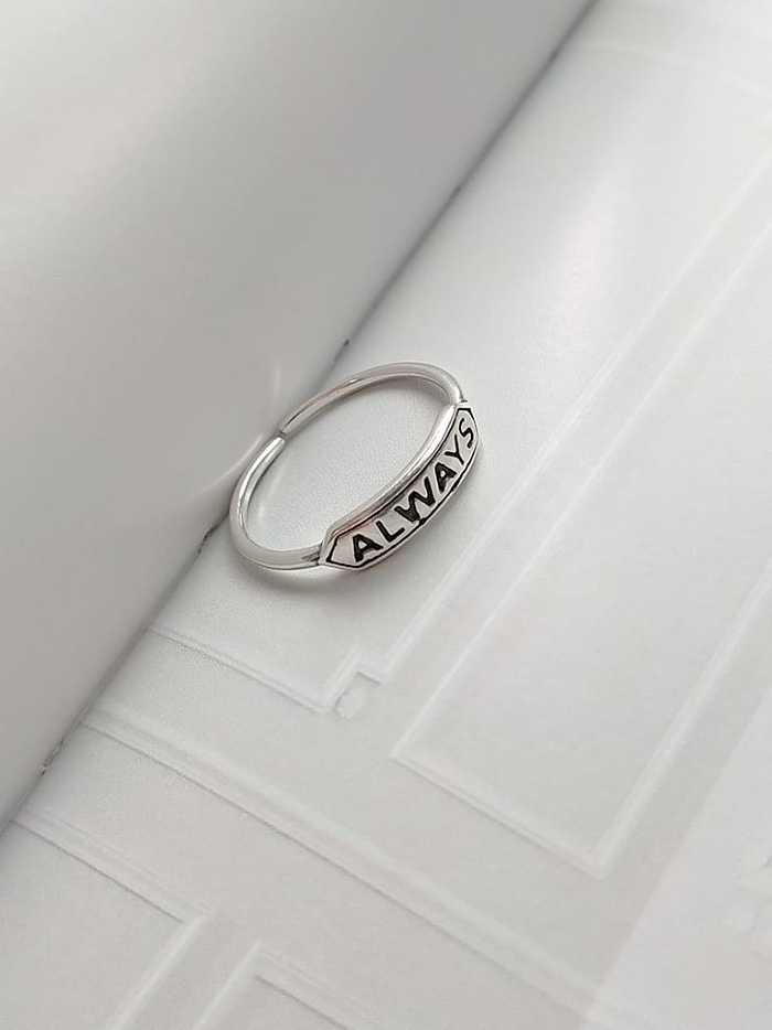 925 Sterling Silver Letter Vintage Free Size Midi Ring