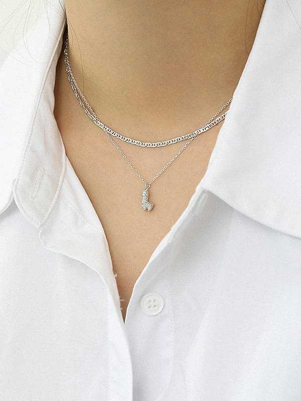 925 Sterling Silber Einfache Mini-Alpaka-Weinlese-Halskette