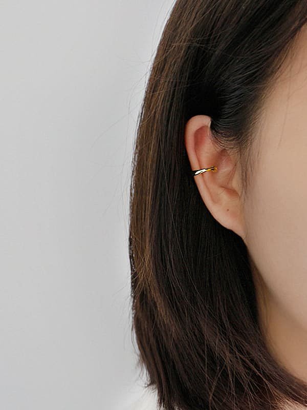 Boucles d'oreilles en argent sterling 925 avec clip irrégulier de mode plaqué or