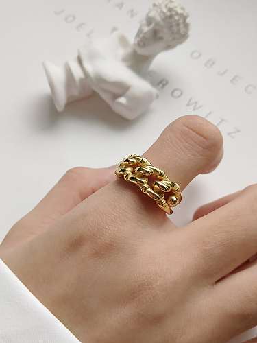 925 Sterling Silver Golden Industrial Wind Ring