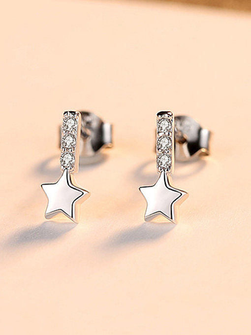 925 Sterling Silver With Fashion Geometric Stud Earrings