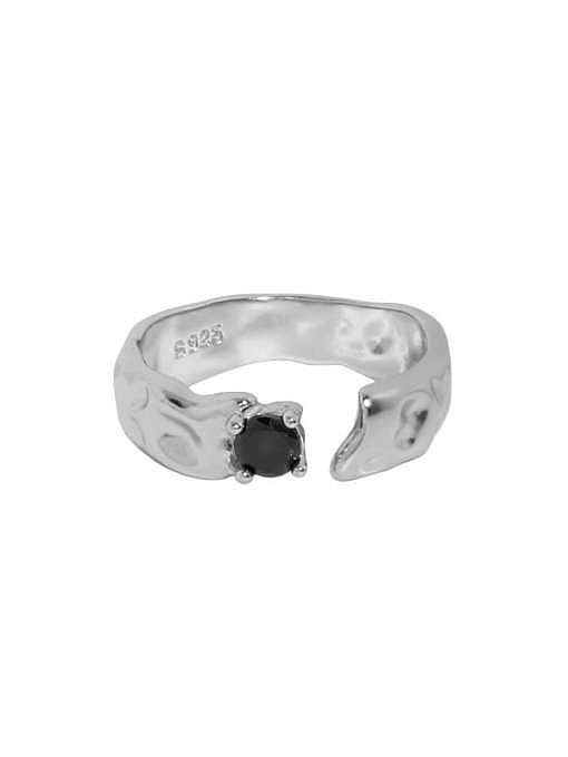 925 Sterling Silver Cubic Zirconia Irregular Vintage Band Ring