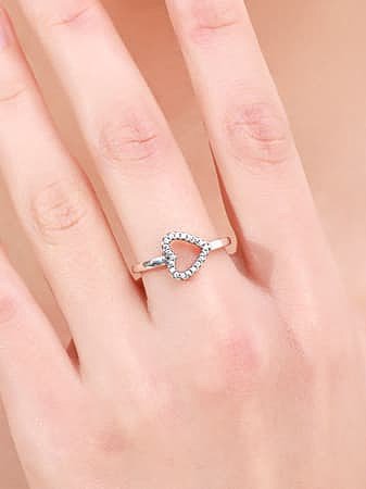 925 Sterling SilverHollow Heart Vintage Band Ring