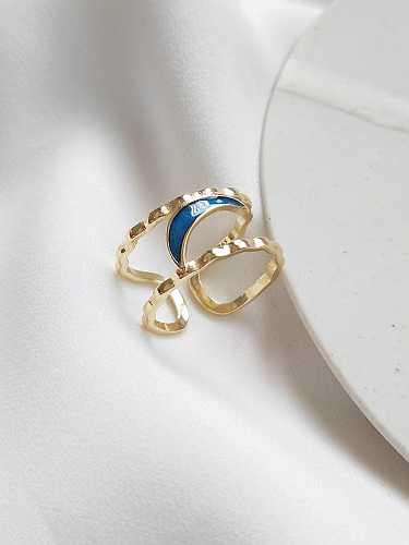 925 Sterling Silver Enamel Green Geometric Minimalist Midi Ring